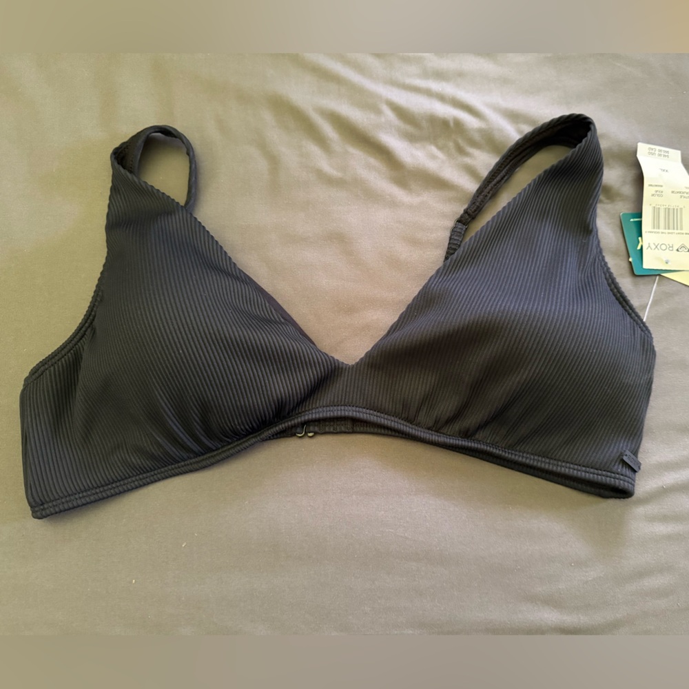 Roxy Black Ribbed Bikini Top